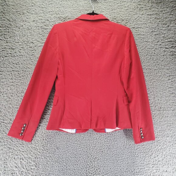 Banana Republic Blazer Womens Size 4 Red Structured Polyester Rayon Button *NWT* - Picture 8 of 9
